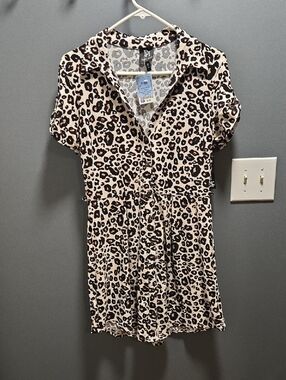 Derek Heart Leopard Print Short Sleeve Mini Dress